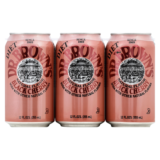 Dr. Brown's Black Cherry Diet Cream Soda 6pk 12oz Can