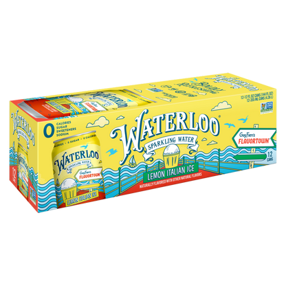 Waterloo Lemon Italian Ice Sparkling Water 12pk 12oz Can
