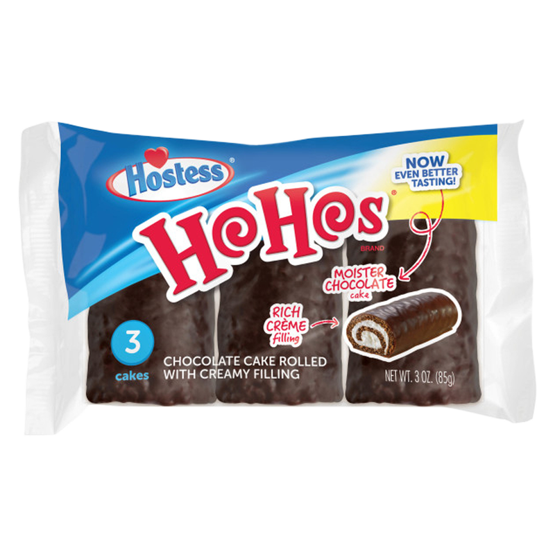 HOSTESS HOHOS, Chocolate Snack Cakes, Single Serve, 3 oz, 3 Count