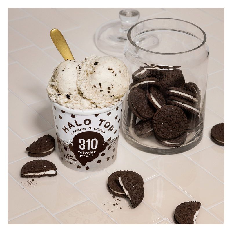 Halo Top Cookies and Cream Light Ice Cream Pint, 16 fl oz