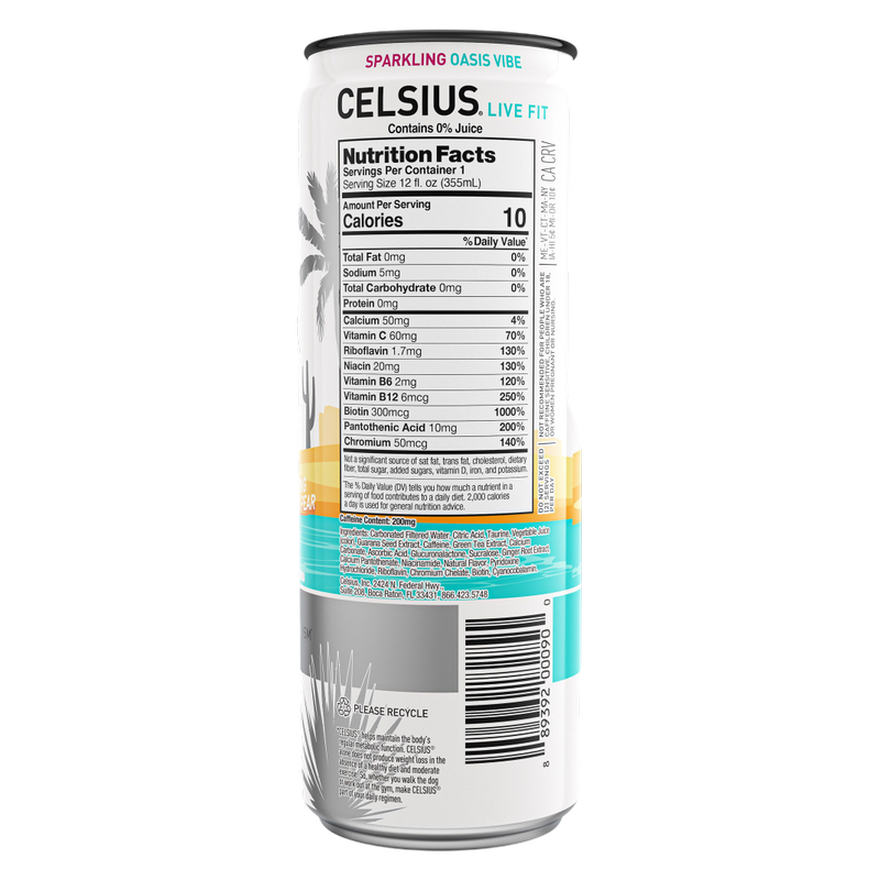 CELSIUS Sparkling Oasis Vibe Energy Drink 12oz Can