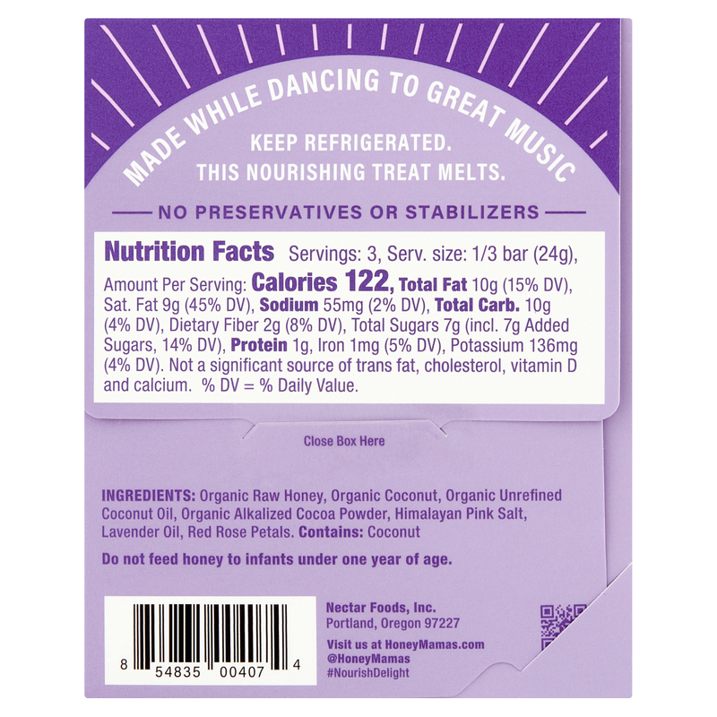 Honey Mama's Lavender Rose Cocoa Truffle Bar 2.5oz