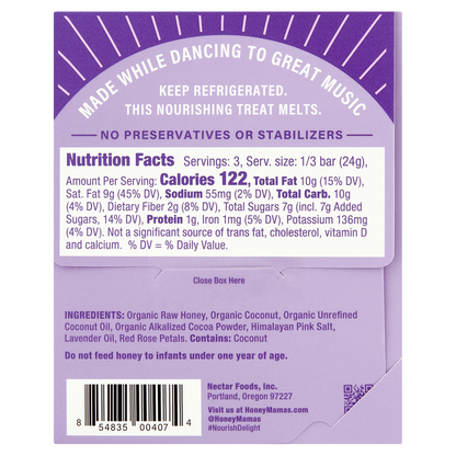 Honey Mama's Lavender Rose Cocoa Truffle Bar 2.5oz