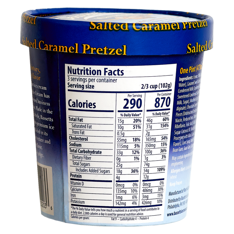 Bassetts Salted Caramel Pretzel Ice Cream, 16 oz
