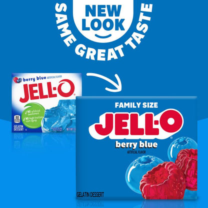 Jell-O Berry  Blue Artificially Flavored Gelatin Dessert Mix, Family Size, 6 oz Box