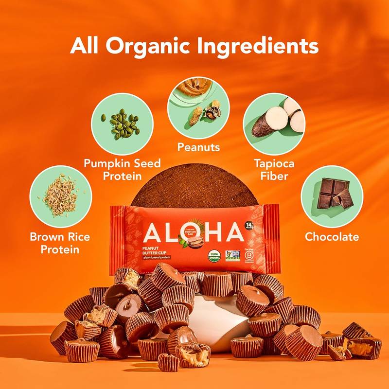 ALOHA, Plant Based Protein Bar, Peanut Butter Cup, 1.98oz