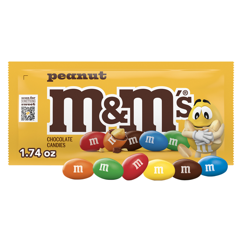M&M'S Peanut Milk Chocolate Candy, Full Size, 1.74 oz Pouch