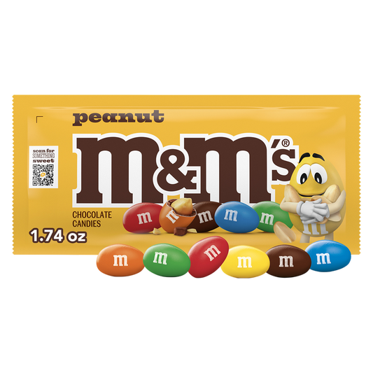 M&M'S Peanut Milk Chocolate Candy, Full Size, 1.74 oz Pouch