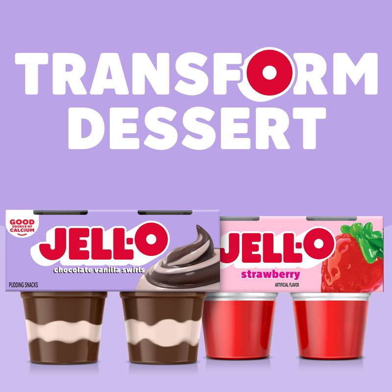 Jell-O Original Chocolate Vanilla Swirls Pudding Cups - 4ct