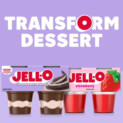 Jell-O Original Chocolate Vanilla Swirls Pudding Cups - 4ct