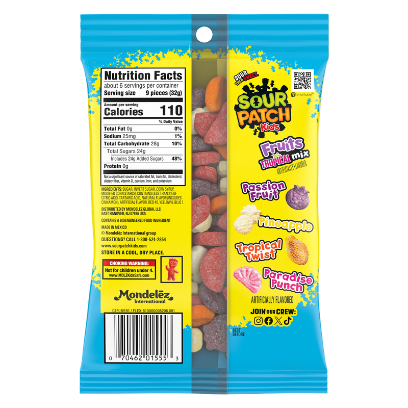 Sour Patch Kids Fruits Tropical Mix, 7.28oz