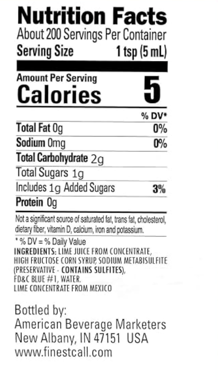 Finest Call Lime Juice Sweetened 1 Liter