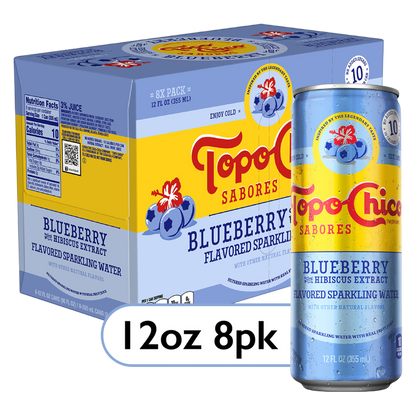 Topo Chico Sabores Blueberry with Hibiscus Extract Flavored Sparkling Water 8pk 12oz Can