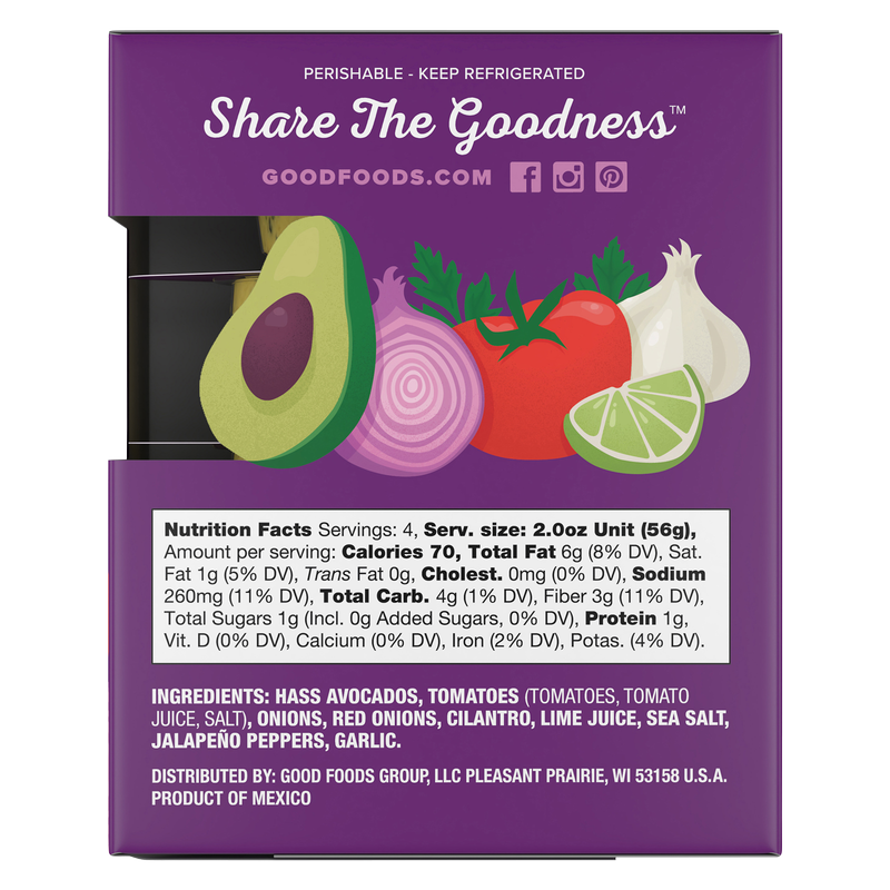 Good Foods Chunky Traditional Guacamole Single Serve - 4ct/8oz