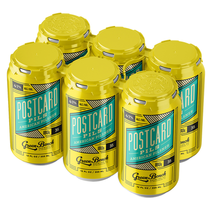 Green Bench Postcard Pils 6pk 12oz Can 4.7% ABV