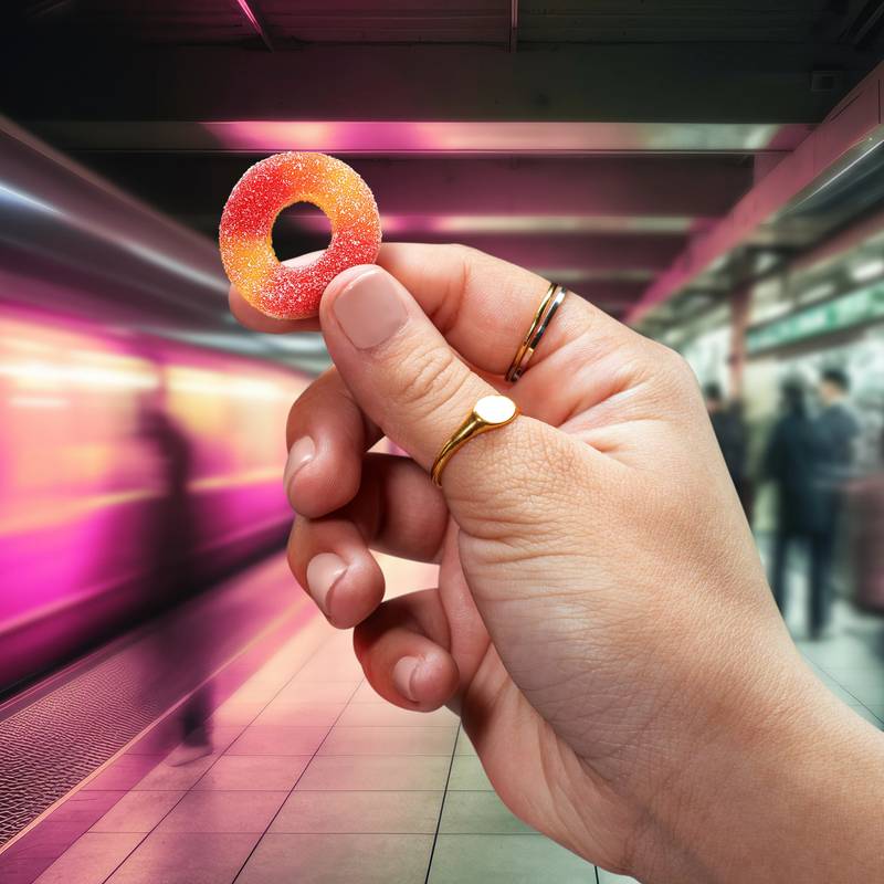 Trolli, Peachie O's Gummy Rings Candy, Sour, 4.25 oz