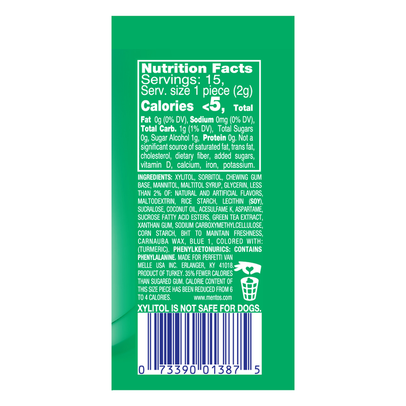 Mentos Pure Fresh Spearmint With Green Tea Sugar-Free Gum 3.5oz