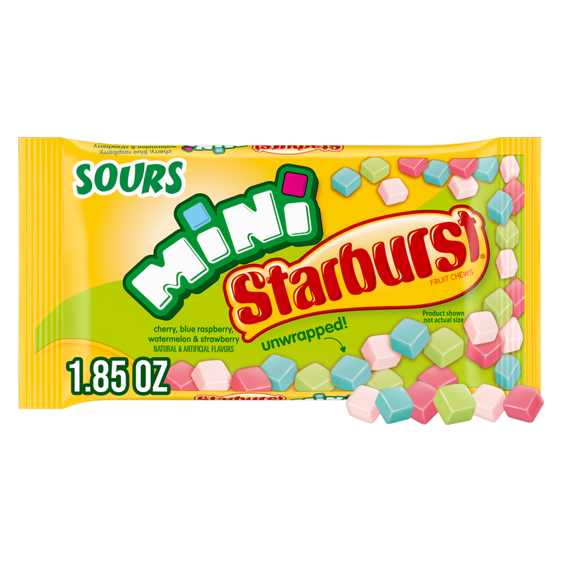 STARBURST Minis Size Sour Candy Fruit Chews, Full Size, 1.85 oz Bag