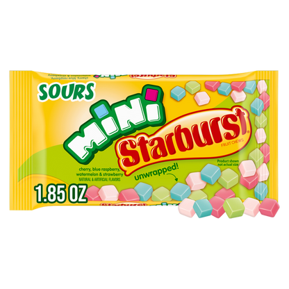 STARBURST Minis Size Sour Candy Fruit Chews, Full Size, 1.85 oz Bag