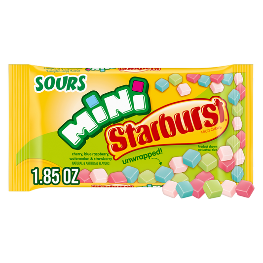 STARBURST Minis Size Sour Candy Fruit Chews, Full Size, 1.85 oz Bag
