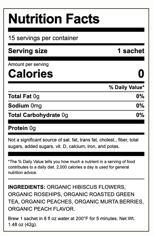 Rishi Tea Organic Peach Hibiscus Green Tea Sachets 15ct Box
