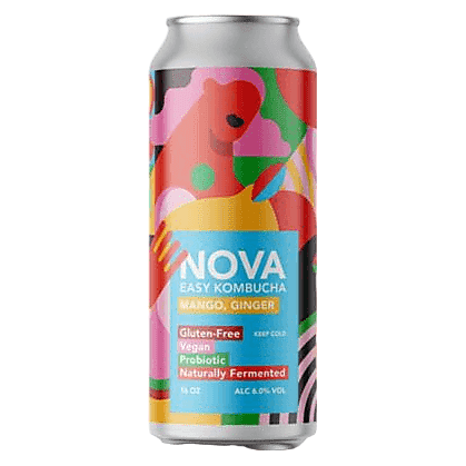 NOVA Easy Kombucha Mango Ginger Single 16oz Can