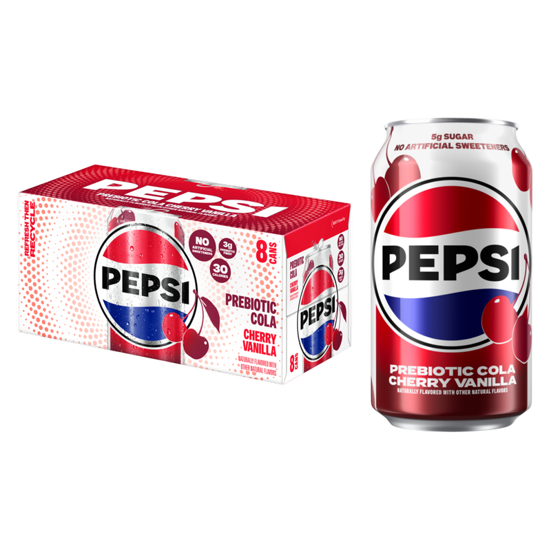 Pepsi Prebiotic Cola Cherry Vanilla 8pk 12oz Can