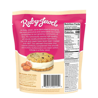 Ruby Jewel Oatmeal Chocolate Chip with Butterscotch Ice Cream Sandwich