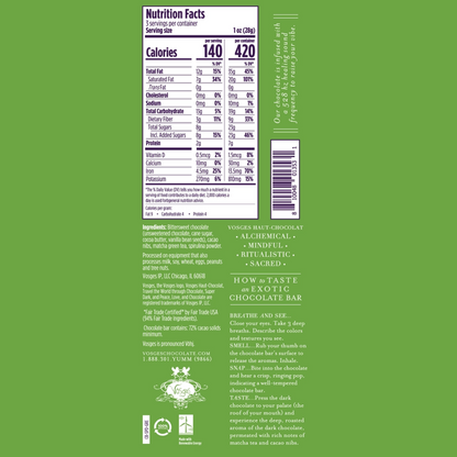 Vosges Haut-Chocolat Vegan Matcha Chocolate Bar, 3 oz