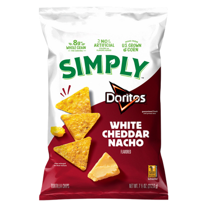 Doritos Simply Tortilla Chips White Cheddar Nacho Flavored 7.5oz