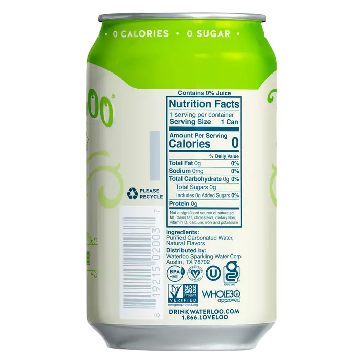 Waterloo Lemon Lime Sparkling Water 12oz Can