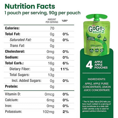 GoGo Squeez Applesauce Pouch 3.2oz 4pk