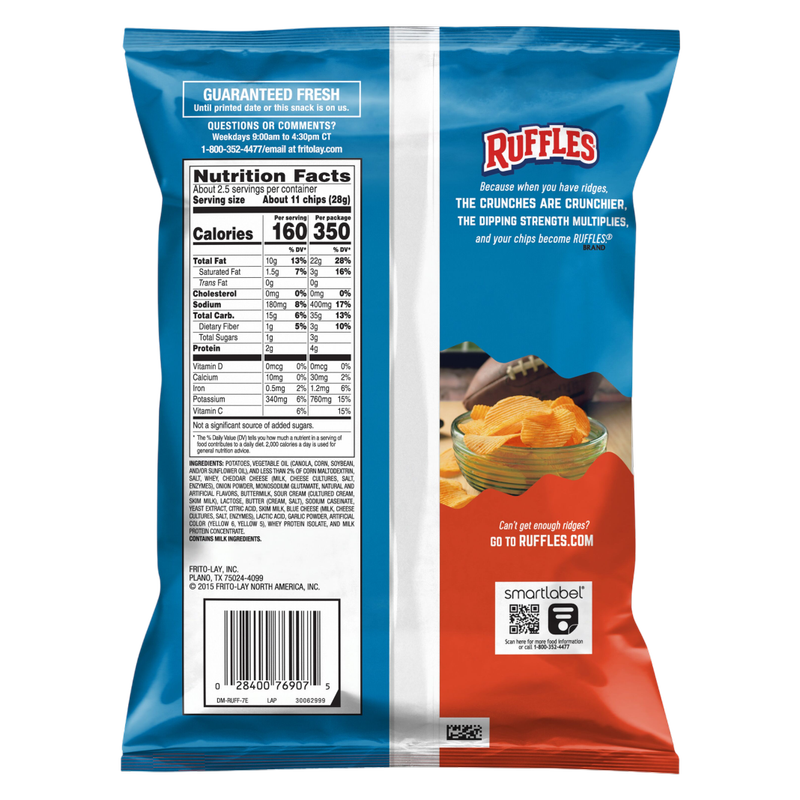 Ruffles Cheddar & Sour Cream, 2.25oz
