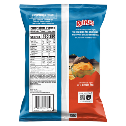 Ruffles Cheddar & Sour Cream, 2.25oz