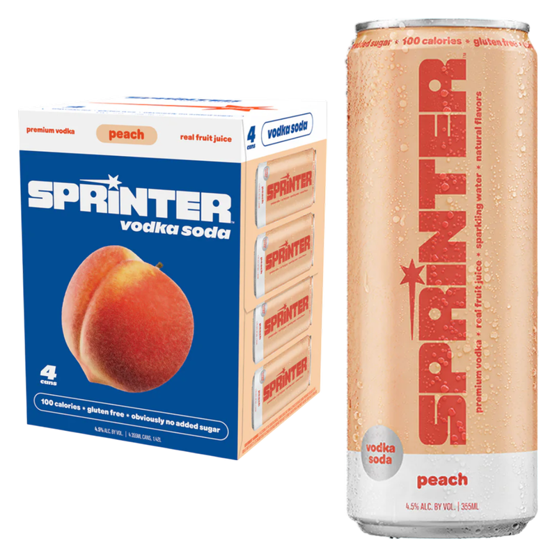 Sprinter Vodka Soda Peach 4pk 12oz Can