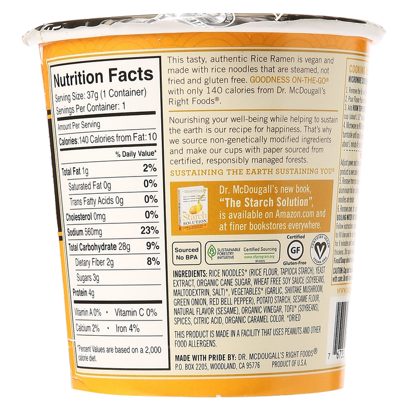Dr. McDougall's Sesame Chicken Gluten Free Rice Noodle Soup Cup 1.3oz
