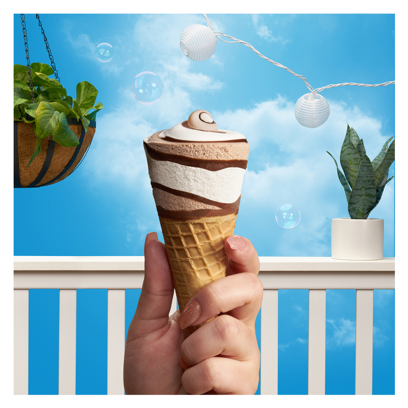 Blue Bunny Chocolate Vanilla Soft Cones, Frozen Dessert, 4 Pack