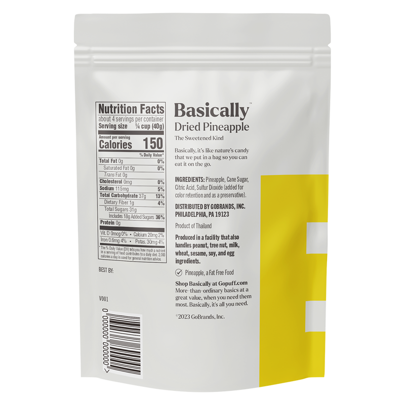 Basically Sweetened Dried Pineapple 6oz