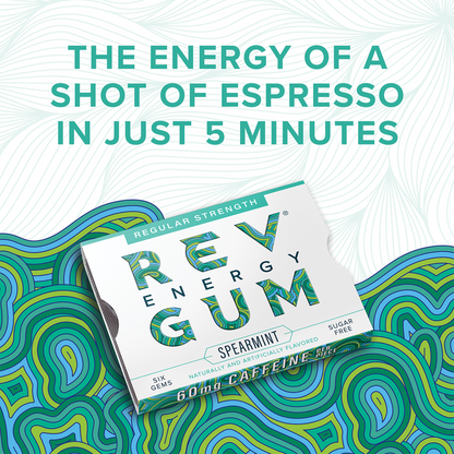 REV ENERGY GUM, Spearmint Caffeinated Regular Strength