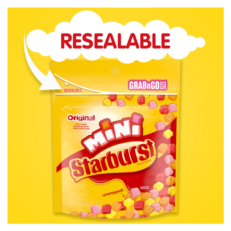 STARBURST Minis Original Fruit Chews Chewy Candy, Grab N Go, 8 oz Resealable Bags