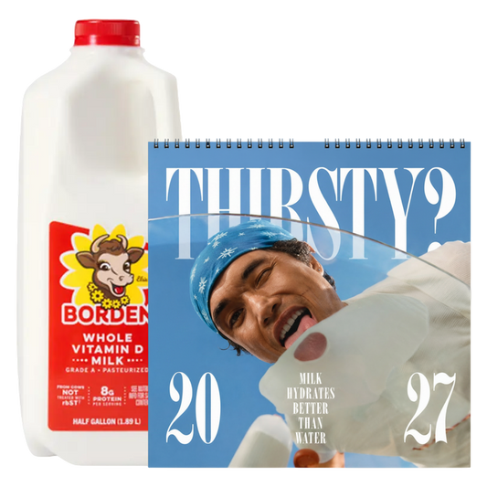 2027 Milk Man Hydration Calendar & Borden Whole Vitamin D Milk - 1/2 Gallon