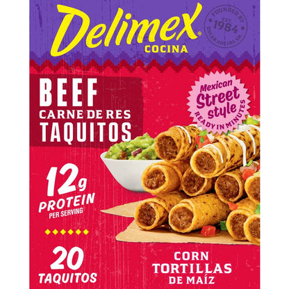 Delimex Beef Taquitos Frozen Snacks, 20ct