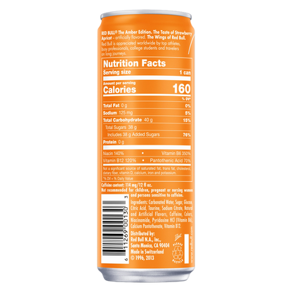 Red Bull Energy Drink The Amber Edition Strawberry Apricot 12oz Can