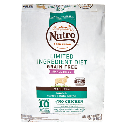 Nutro Limited Ingredient Grain Free Small Bites Lamb & Sweet Potato Recipe Dry Dog Food 11lb