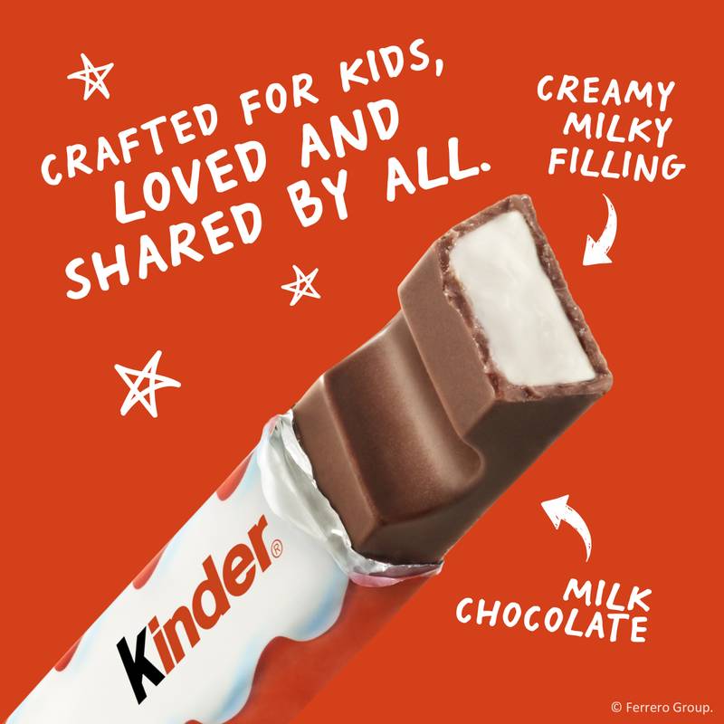 Kinder Chocolate, 4 Large Bars, Milk Chocolate Bar with Creamy Milky Filling, Individually Wrapped Candy, 3 oz Total