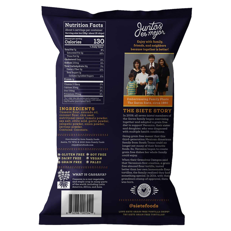Siete Nacho Grain Free Tortilla Chips 4oz