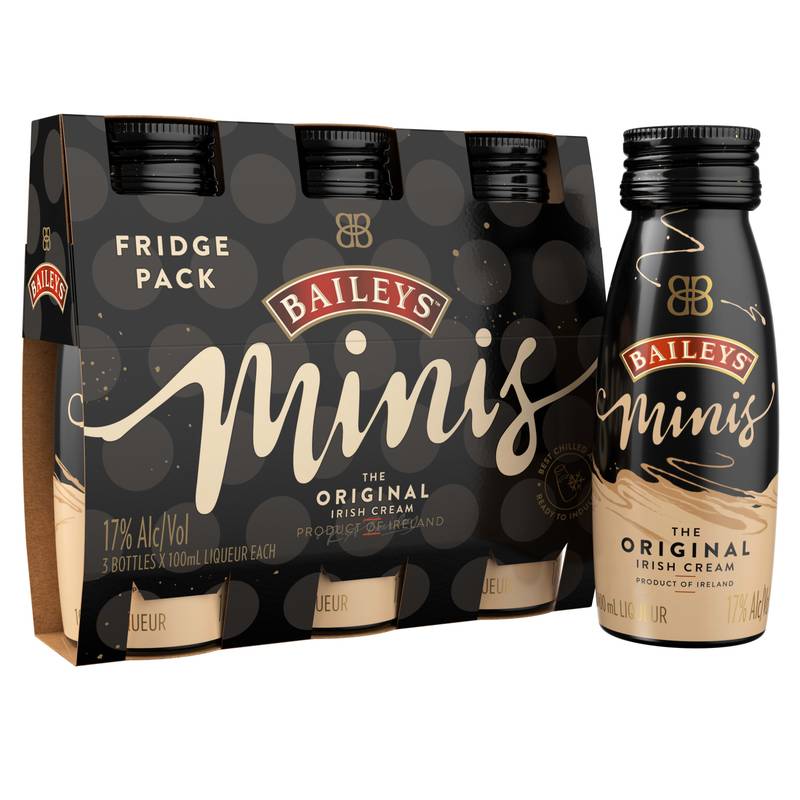 Baileys Minis The Original Irish Cream Liqueur, 100 mL (3 Pack)