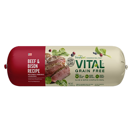 Freshpet Vital Grain Free Beef and Bison Wet Adult Dog Food Roll 2lb