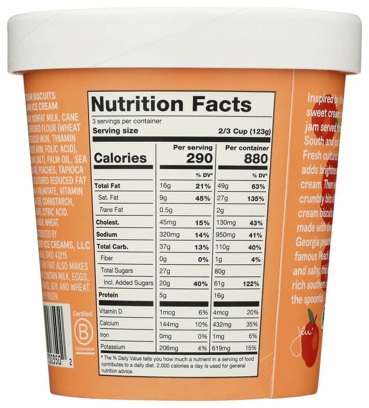 Jeni's Sweet Cream Biscuits with Peach Jam Ice Cream, 16oz