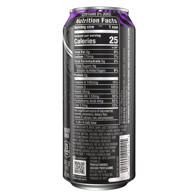 Mountain Dew Energy Pitch Black 16oz Can